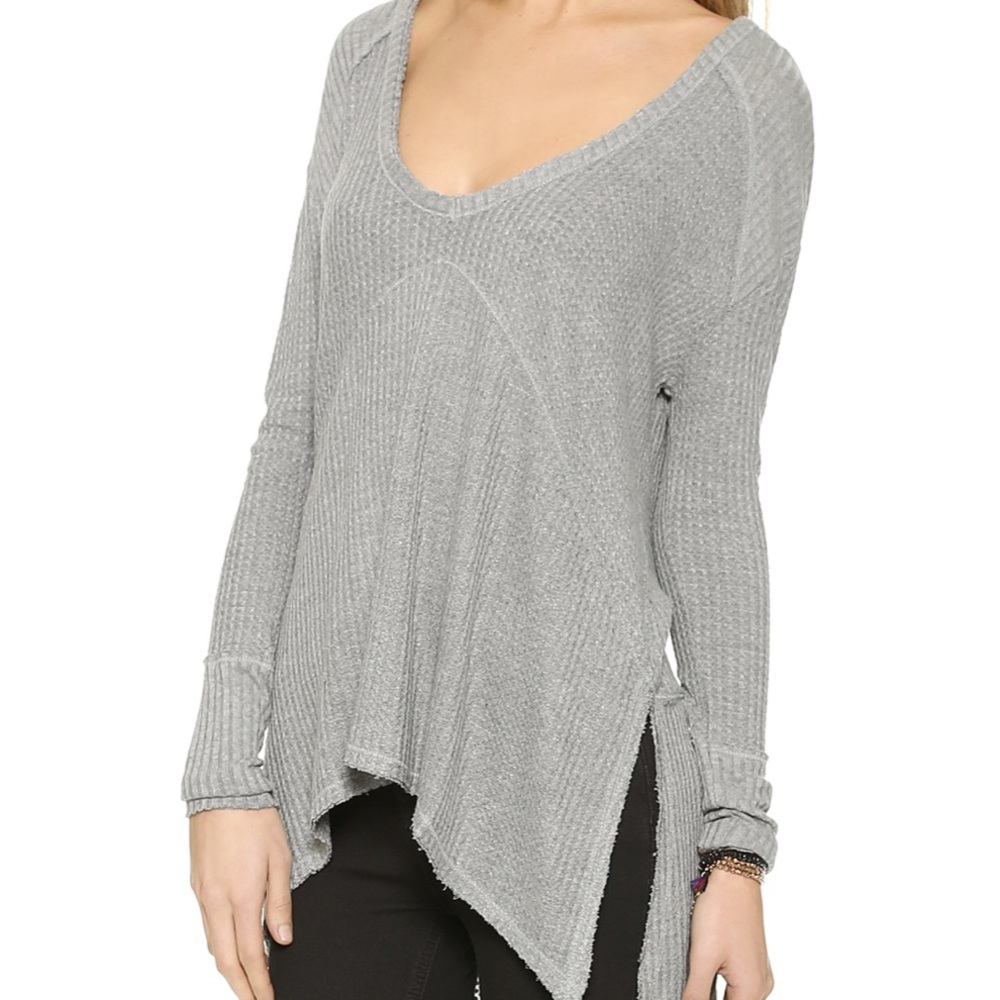FREE PEOPLE Grey Thermal Cozy Oversized sweater